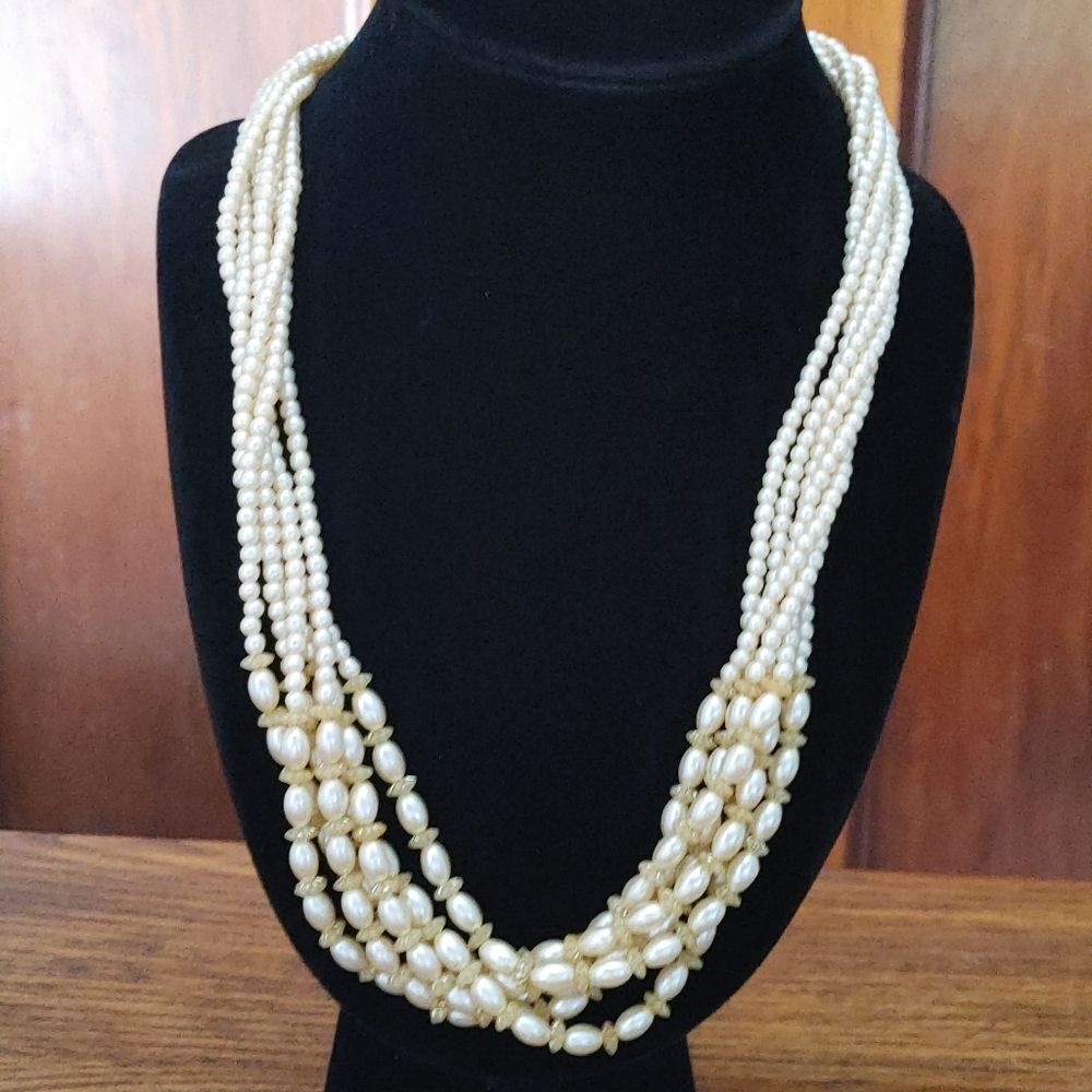 Elegant Pearl Necklace 12" Drop (24") (inv457)